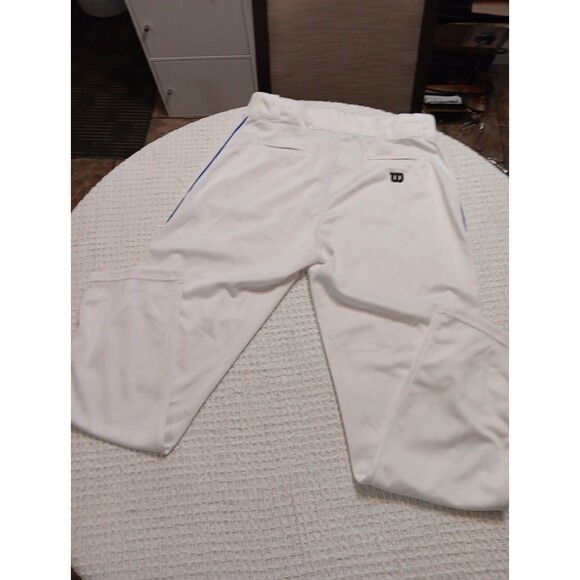 Wilson Adult Pants White Baseball Blue Stripe Sport Team Logo Mens Large EUC - Picture 8 of 8